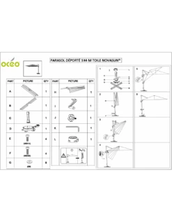 Parasol Déporté 3x4 M Elios Aluminium Gris Chiné Foncé 8 Parasol Déporté 3x4 M Elios Aluminium Gris Chiné Foncé -Petit Coin Vert Magasin parasol deporte 3x4 m elios aluminium coloris au choix oceo 1