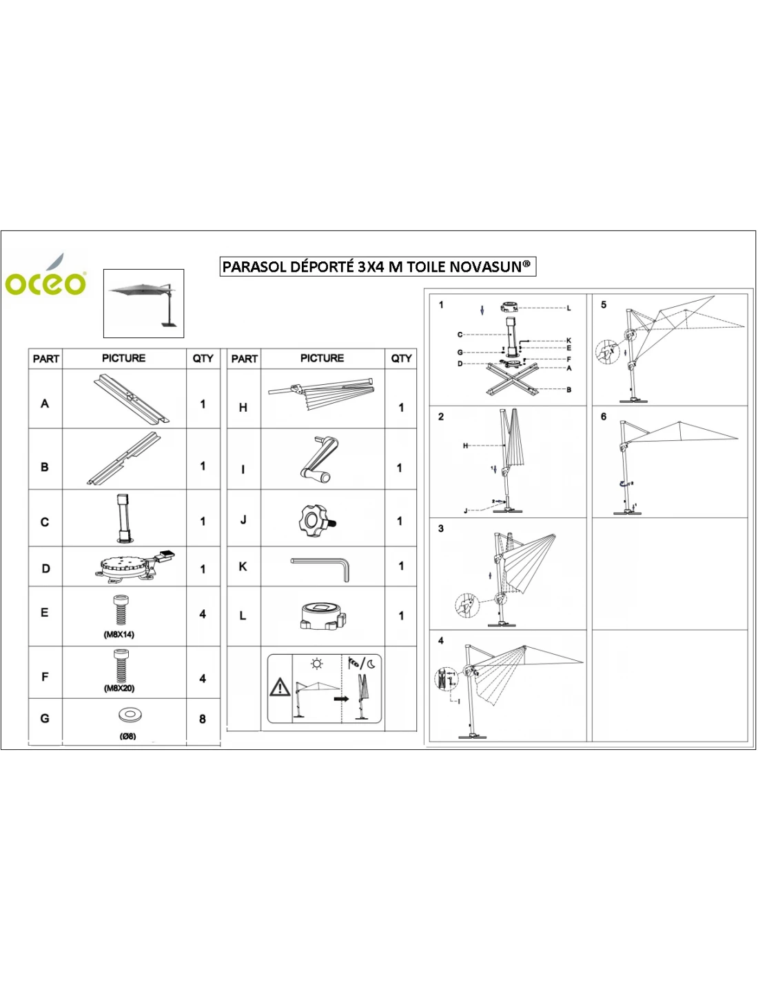 Parasol Déporté 3x4 M Elios Aluminium Gris Chiné Clair 5 Parasol Déporté 3x4 M Elios Aluminium Gris Chiné Clair – Image 3