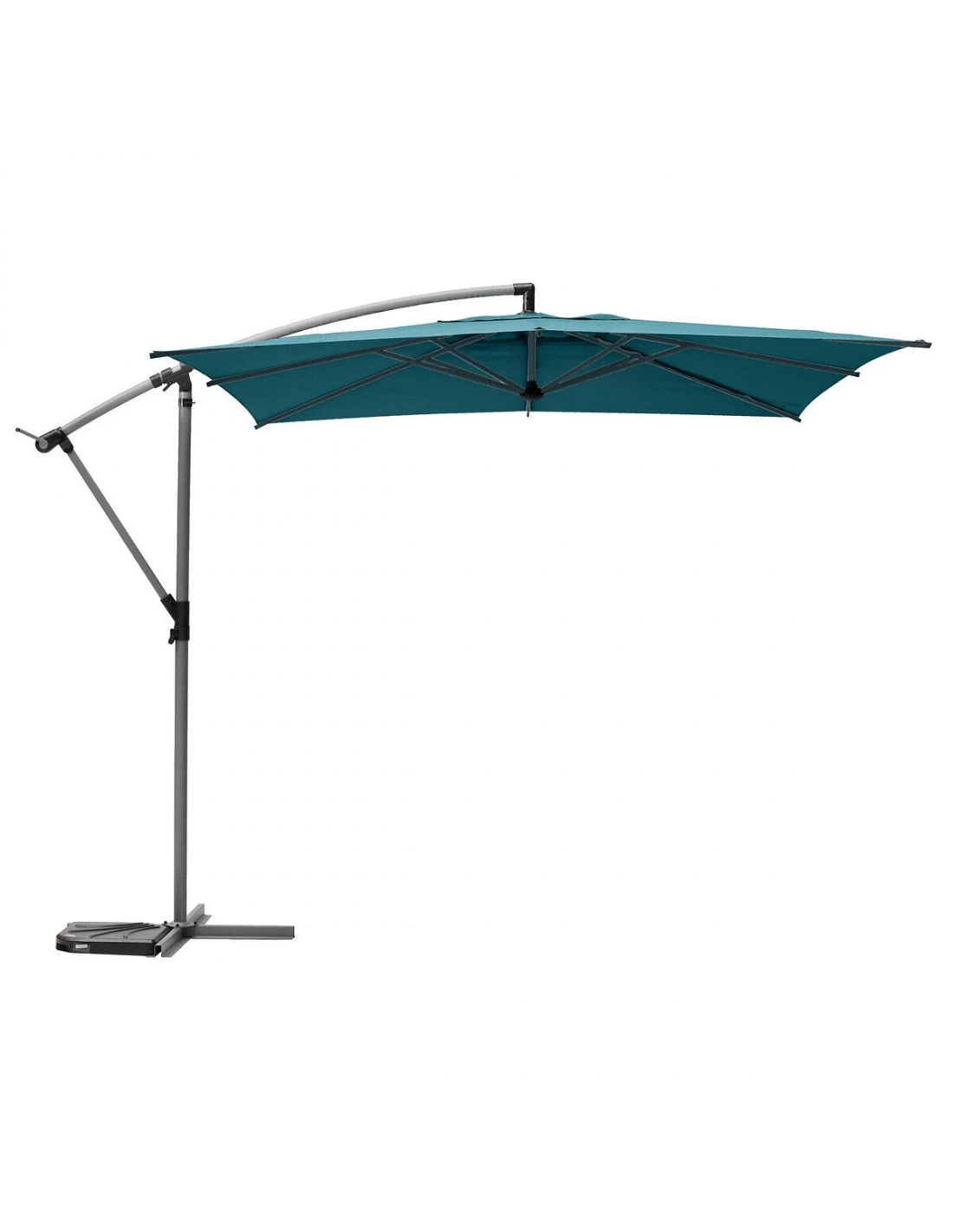 Parasol Déporté Carré Manoa 2.5x2.5 M - Acier Et Polyester - Bleu Canard 4 Parasol Déporté Carré Manoa 2.5x2.5 M - Acier Et Polyester - Bleu Canard – Image 2