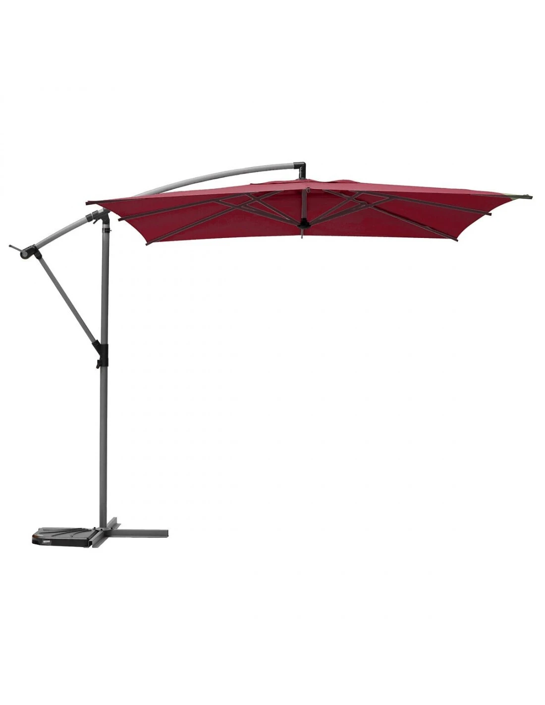 Parasol Déporté Carré Manoa 2.5x2.5 M - Acier Et Polyester - Bordeaux 4 Parasol Déporté Carré Manoa 2.5x2.5 M - Acier Et Polyester - Bordeaux – Image 2