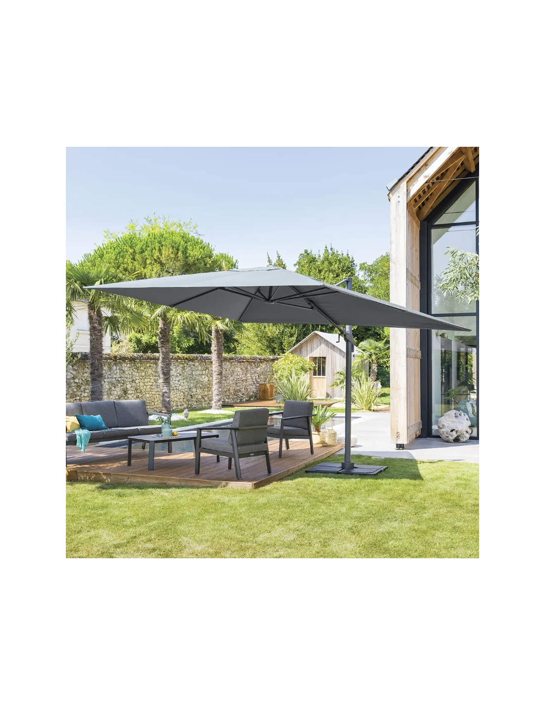 Parasol Déporté Éléa 3 X 4 M - Ardoise 4 Parasol Déporté Éléa 3 X 4 M - Ardoise – Image 2