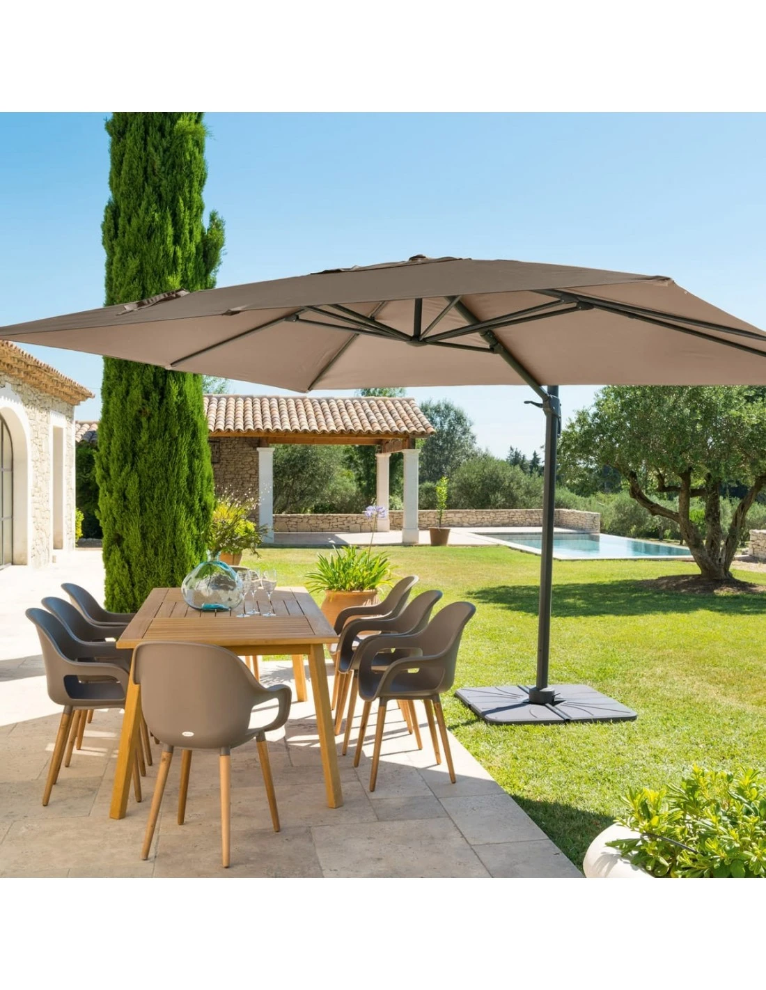 Parasol Déporté Éléa 3 X 4 M - Noisette / Tonka 4 Parasol Déporté Éléa 3 X 4 M - Noisette / Tonka – Image 2