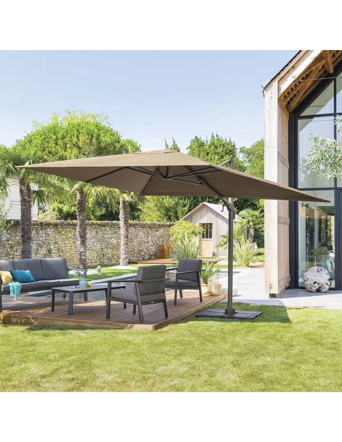 Parasol Déporté Éléa 3 X 4 M - Noisette / Tonka 9 Parasol Déporté Éléa 3 X 4 M - Noisette / Tonka – Image 7