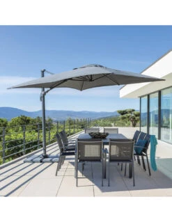 Parasol Déporté Elea 3x3 M Toile Olifen Anthracite