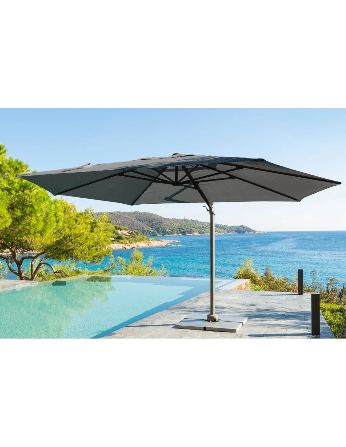 Parasol Déporté Eléa 4,2 X 3 M Hexagonal - Aluminium Et Toile Oléfine - Anthracite 4 Parasol Déporté Eléa 4,2 X 3 M Hexagonal - Aluminium Et Toile Oléfine - Anthracite – Image 2