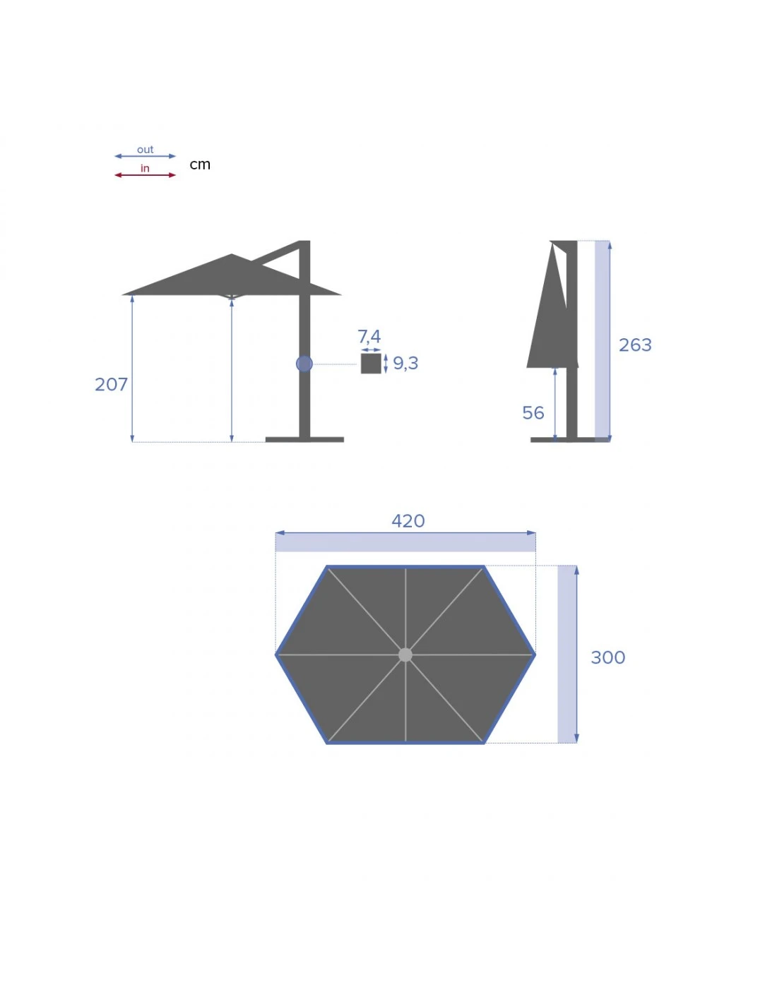 Parasol Déporté Eléa 4,2 X 3 M Hexagonal - Aluminium Et Toile Oléfine - Noisette 8 Parasol Déporté Eléa 4,2 X 3 M Hexagonal - Aluminium Et Toile Oléfine - Noisette – Image 6