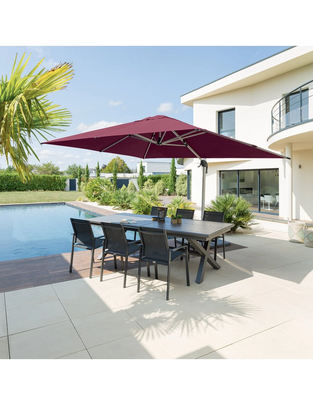 Parasol Déporté Équador 3x4 M - Bordeaux 3 Parasol Déporté Équador 3x4 M - Bordeaux