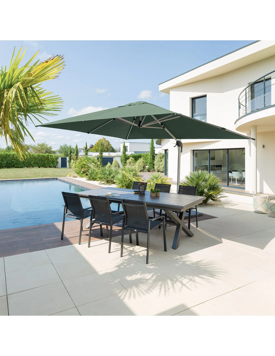 Parasol Déporté Équador 3x4 M - Olive 3 Parasol Déporté Équador 3x4 M - Olive