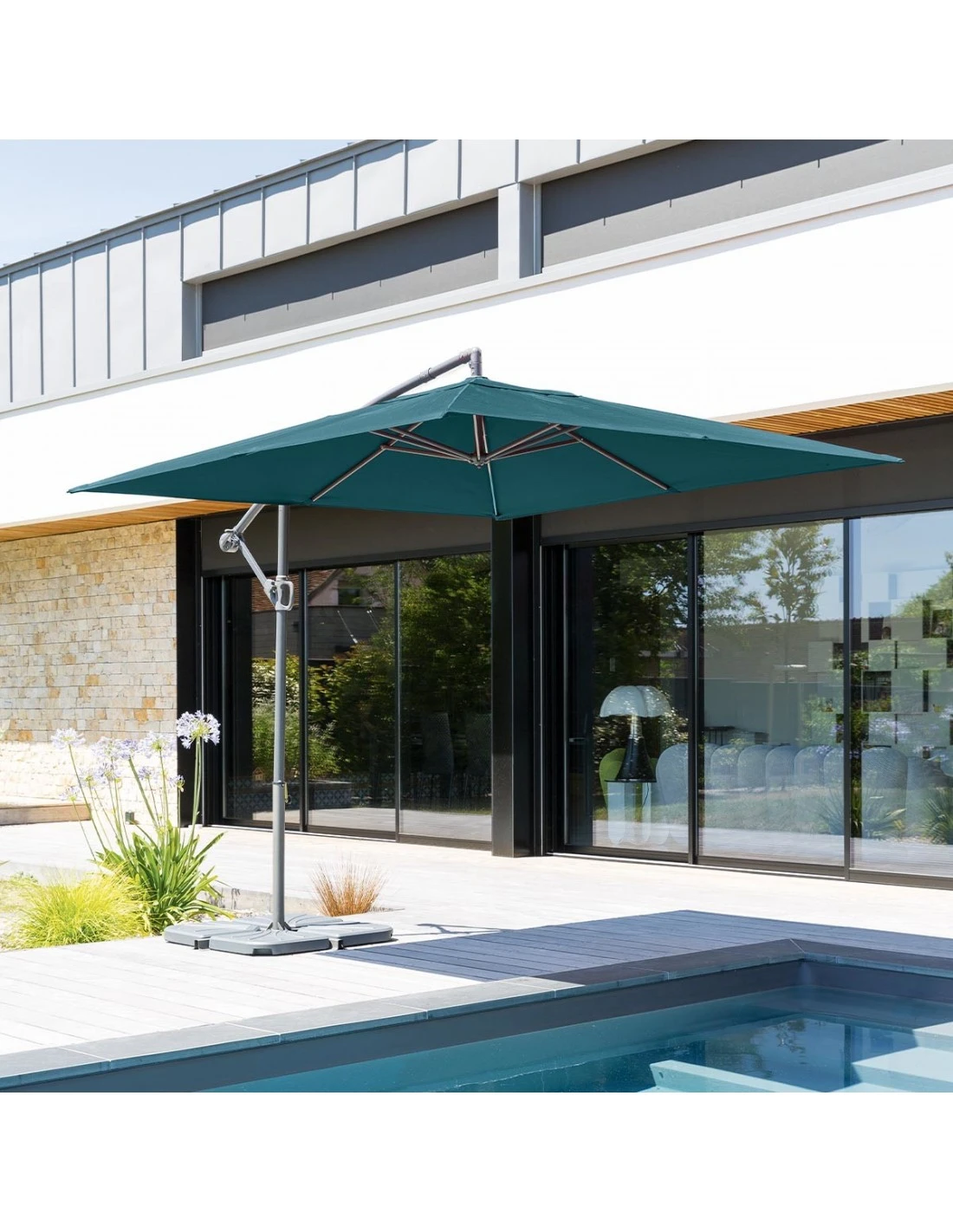 Parasol Déporté Janeiro Carré 2,5 X 2,5 M - Aluminium Et Toile Polyester - Bleu Canard 3 Parasol Déporté Janeiro Carré 2,5 X 2,5 M - Aluminium Et Toile Polyester - Bleu Canard