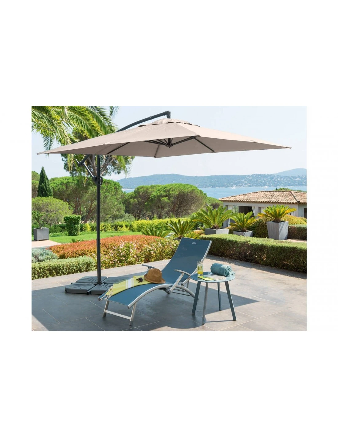 Parasol Déporté Janeiro Carré 2,5 X 2,5 M - Aluminium Et Toile Polyester - Taupe 4 Parasol Déporté Janeiro Carré 2,5 X 2,5 M - Aluminium Et Toile Polyester - Taupe – Image 2