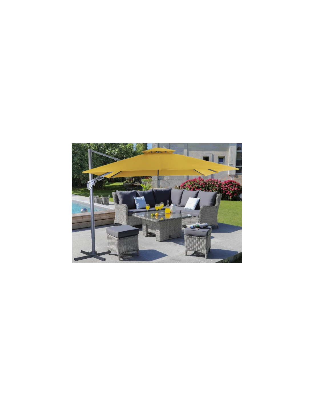 Parasol Déporté NH BIO 3x3 M - Orientable Et Inclinable - Curry 4 Parasol Déporté NH BIO 3x3 M - Orientable Et Inclinable - Curry – Image 2