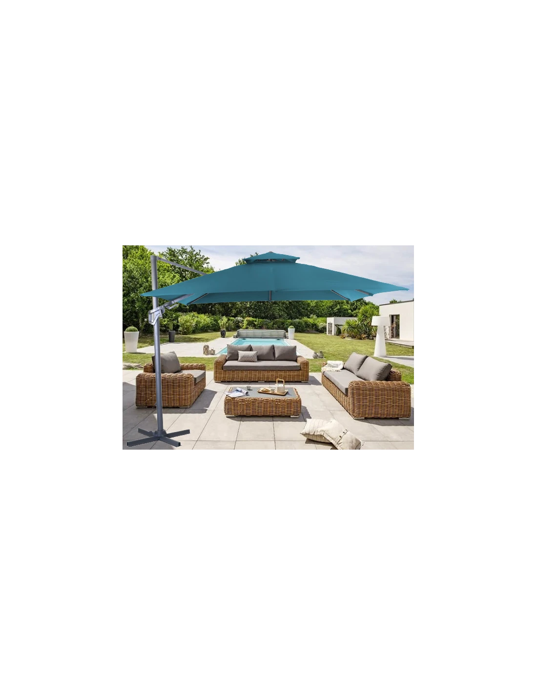 Parasol Déporté NH BIO 3x3 M - Orientable Et Inclinable - Bleu 4 Parasol Déporté NH BIO 3x3 M - Orientable Et Inclinable - Bleu – Image 2