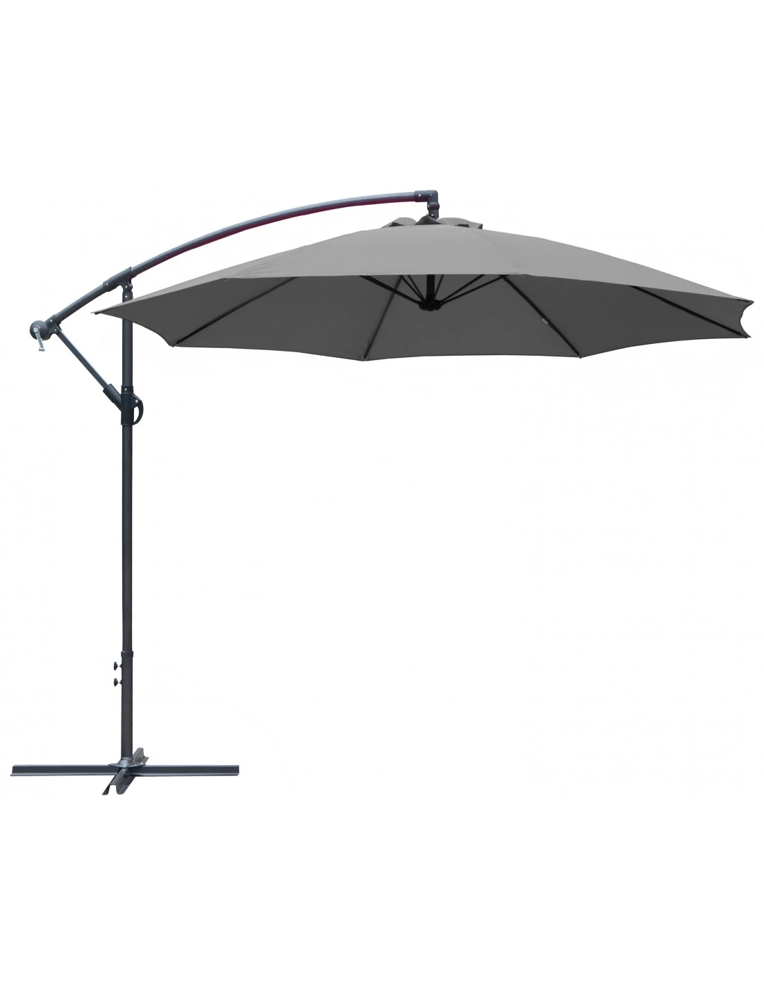 Parasol Déporté Ø 300 Cm En Aluminium Et Toile Polyester - Gris 3 Parasol Déporté Ø 300 Cm En Aluminium Et Toile Polyester - Gris
