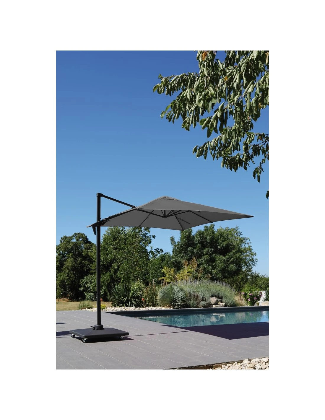 Parasol Déporté Roma 2,5 X 2,5 M - Aluminium Inclinable Et Rotatif - Grey / Taupe 4 Parasol Déporté Roma 2,5 X 2,5 M - Aluminium Inclinable Et Rotatif - Grey / Taupe – Image 2