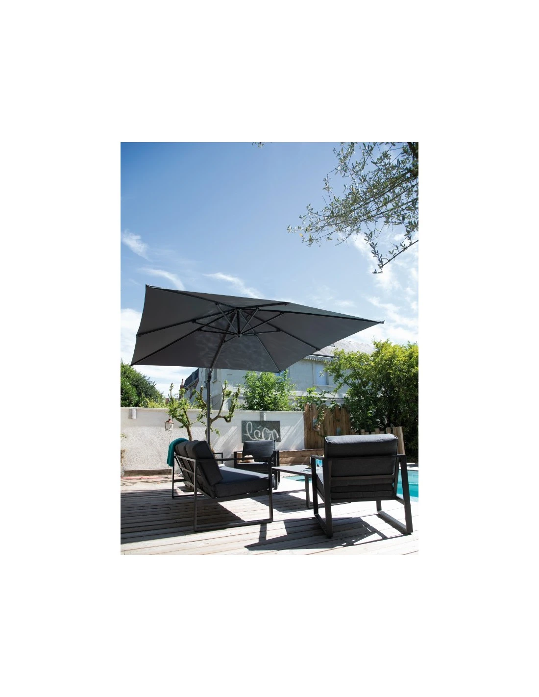 Parasol Déporté Roma 2,5 X 2,5 M - Aluminium Inclinable Et Rotatif - Grey / Gris 4 Parasol Déporté Roma 2,5 X 2,5 M - Aluminium Inclinable Et Rotatif - Grey / Gris – Image 2