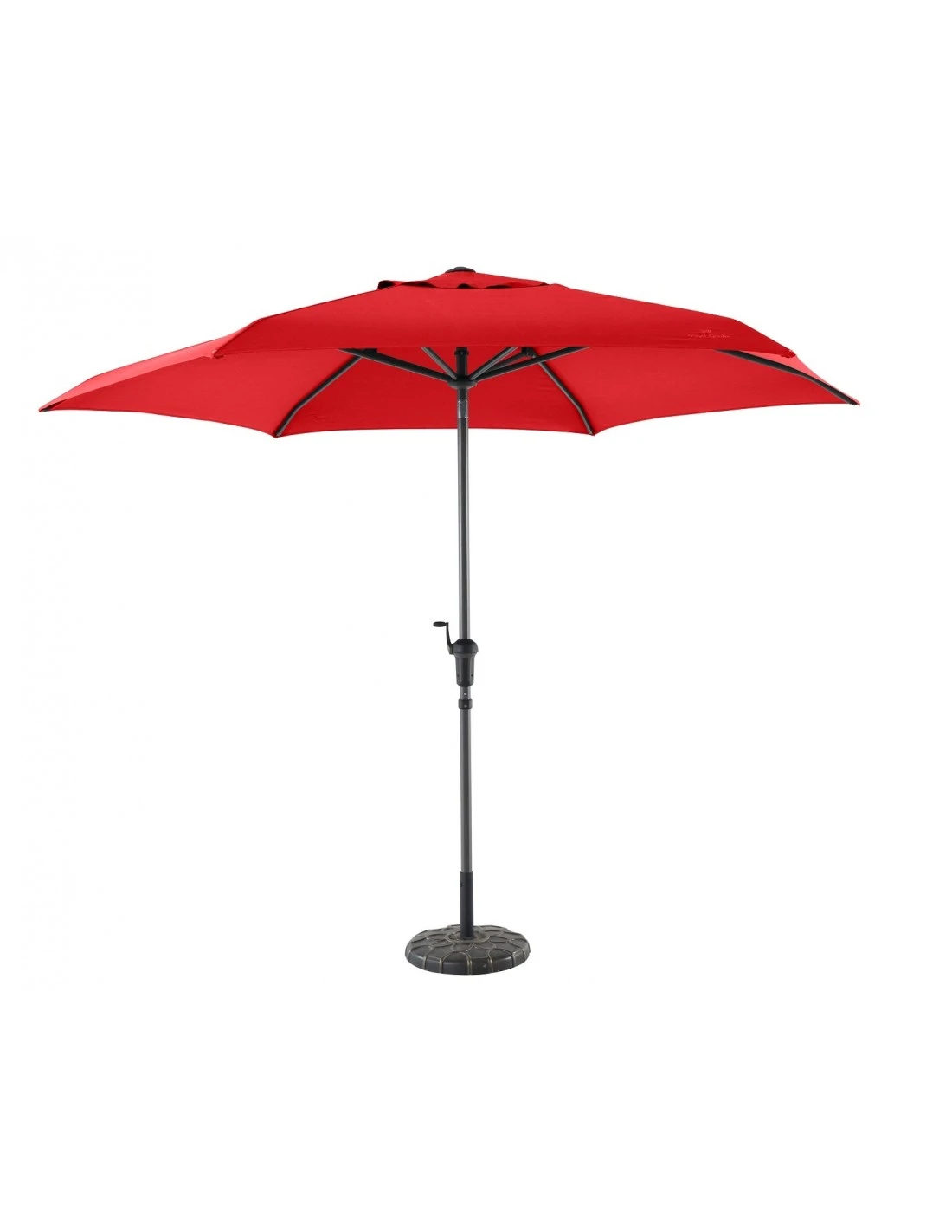 Parasol Droit à Manivelle Rond Ø 3m - Rouge 3 Parasol Droit à Manivelle Rond Ø 3m - Rouge
