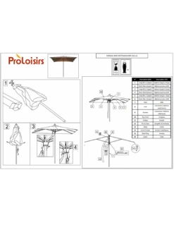 Parasol Droit Bois 3x4m Ouverture à Poulie - 3 Coloris - Gris 7 Parasol Droit Bois 3x4m Ouverture à Poulie - 3 Coloris - Gris -Petit Coin Vert Magasin parasol droit bois 3x4m ouverture a poulie proloisirs 3
