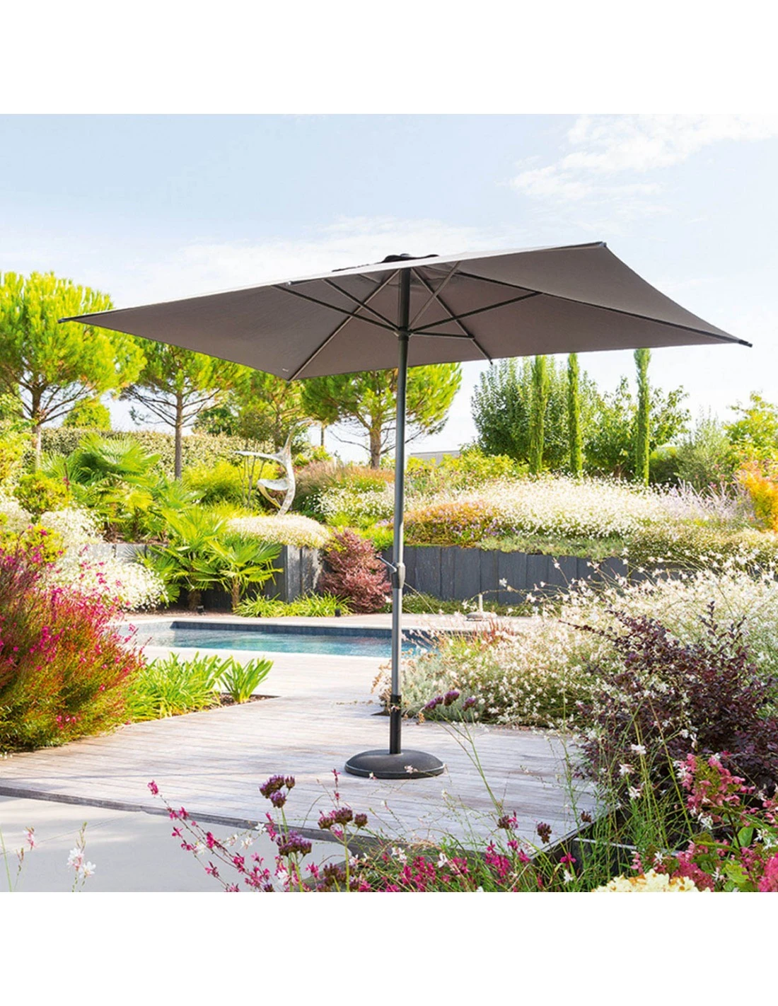 Parasol Droit Loompa Rectangulaire 2 X 3 M à Manivelle - Taupe 10 Parasol Droit Loompa Rectangulaire 2 X 3 M à Manivelle - Taupe – Image 8