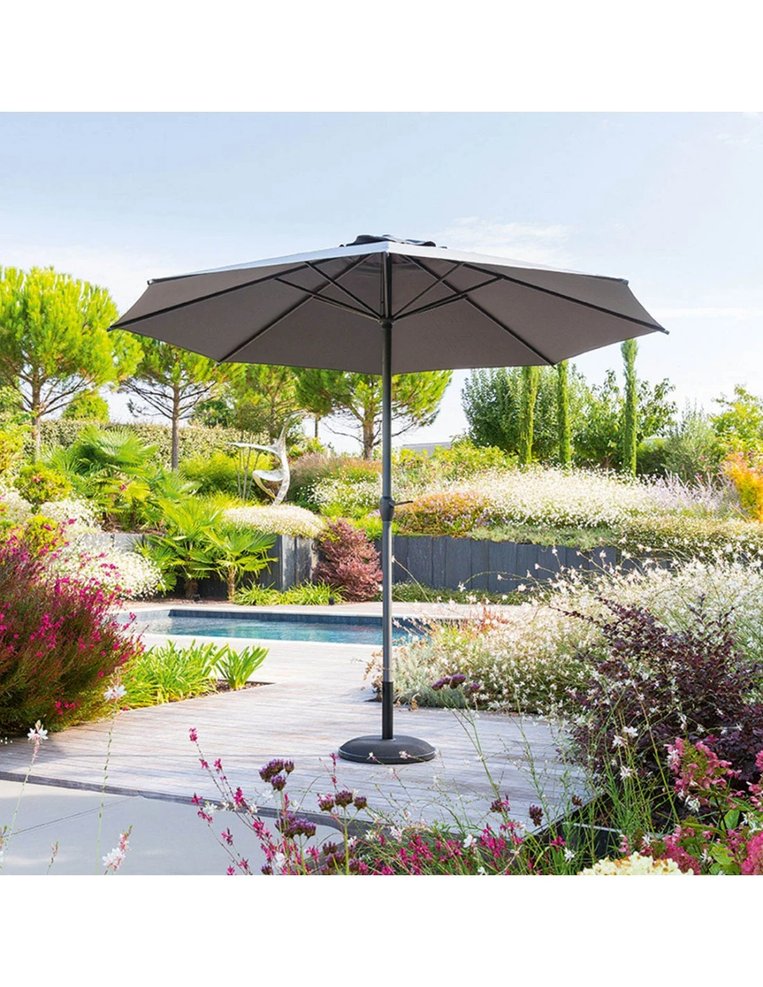 Parasol Droit Loompa Rond Ø3m à Manivelle 3 Parasol Droit Loompa Rond Ø3m à Manivelle