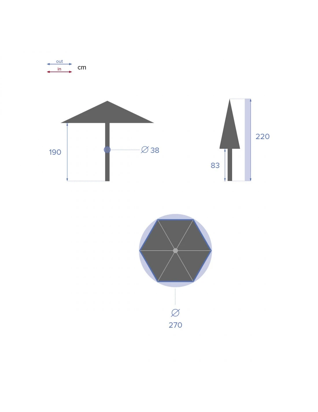 Parasol Droit Rond Soya Ø2.7m - Acier Et Polyester - Ardoise 6 Parasol Droit Rond Soya Ø2.7m - Acier Et Polyester - Ardoise – Image 5