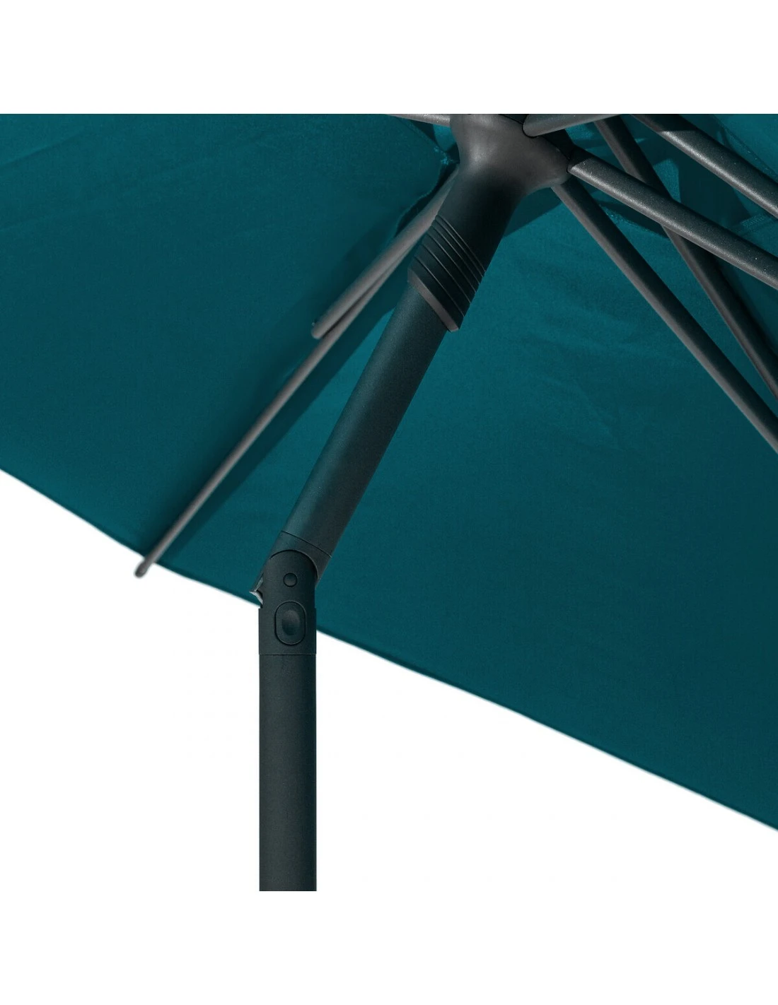 Parasol Droit Rond Soya Ø2.7m - Acier Et Polyester - Bleu Canard 6 Parasol Droit Rond Soya Ø2.7m - Acier Et Polyester - Bleu Canard – Image 4