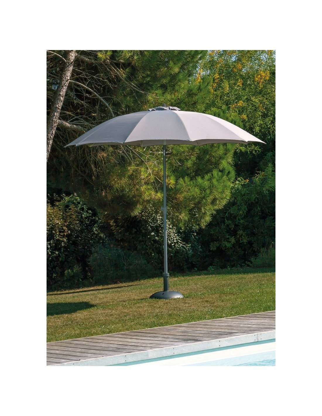 Parasol Rond 270/ 10 Baleines Fibre De Verre Coloris Au Choix - Gris 4 Parasol Rond 270/ 10 Baleines Fibre De Verre Coloris Au Choix - Gris – Image 2