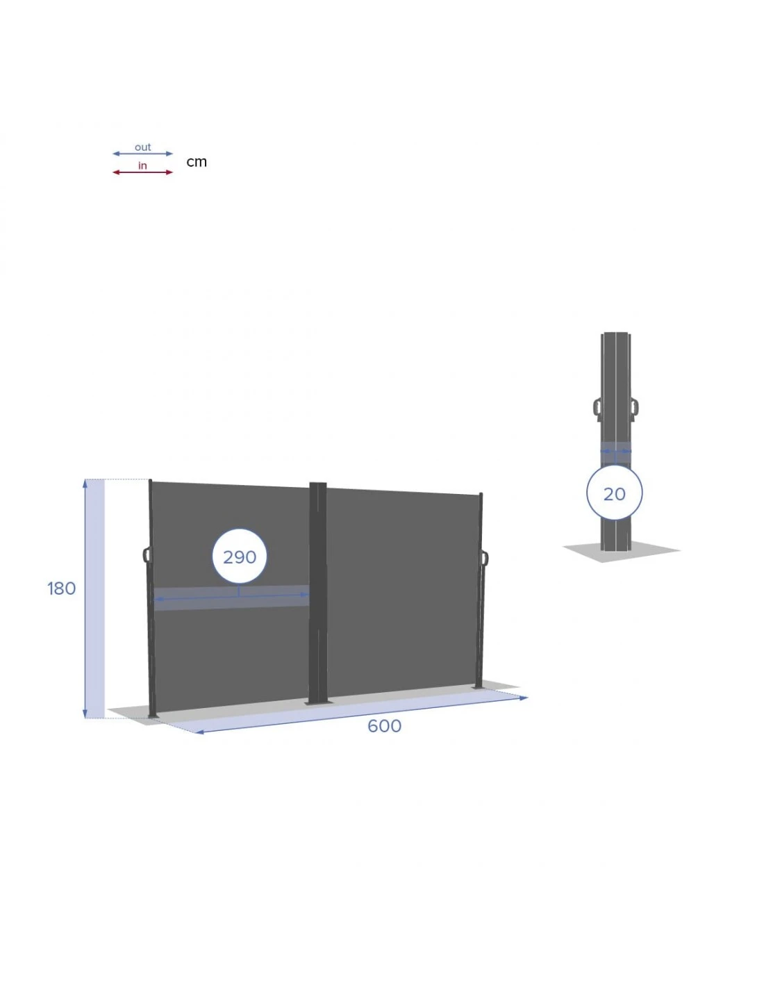 Paravent Double Antao Graphite - L.6 X H.1,80 M - Aluminium, Acier Et Toile Polyester 6 Paravent Double Antao Graphite - L.6 X H.1,80 M - Aluminium, Acier Et Toile Polyester – Image 4