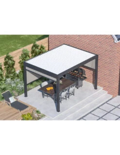 Pergola 3x4 M Bioclimatique Star LED Manuelle Grey Blanc 15 Pergola 3x4 M Bioclimatique Star LED Manuelle Grey Blanc -Petit Coin Vert Magasin pergola 3x4 m bioclimatique star led manuelle grey blanc 4