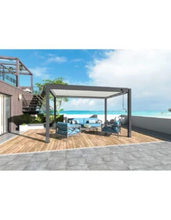 Pergola 3x4 M Bioclimatique Star LED Manuelle Grey Blanc 16 Pergola 3x4 M Bioclimatique Star LED Manuelle Grey Blanc -Petit Coin Vert Magasin pergola 3x4 m bioclimatique star led manuelle grey blanc 5