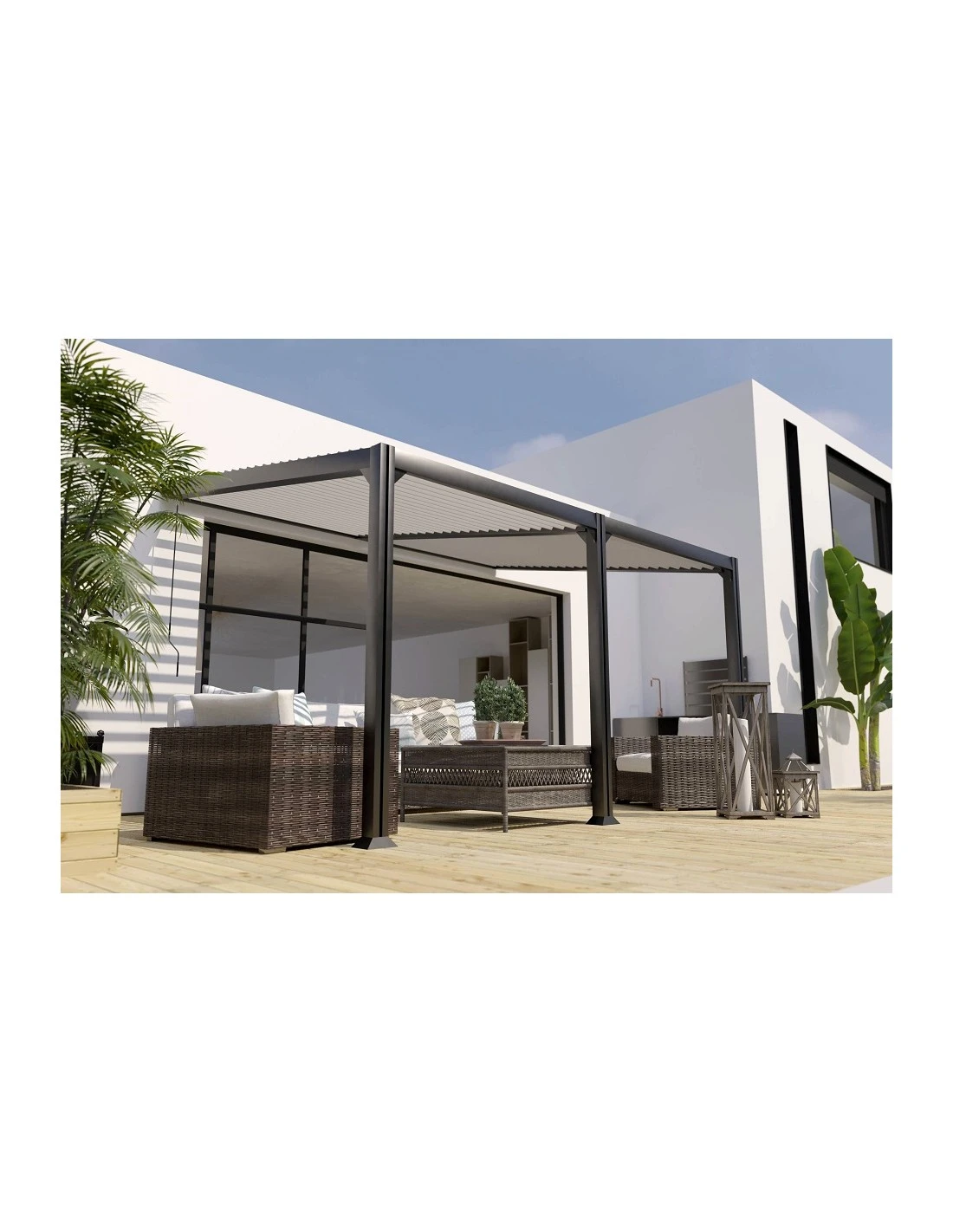 Pergola Adossée Bioclimatique MELBOURNE 3x4 M En Aluminium 3 Pergola Adossée Bioclimatique MELBOURNE 3x4 M En Aluminium