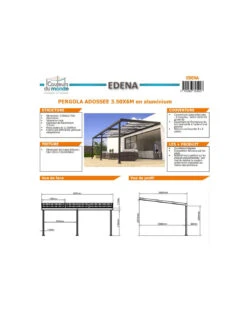 Pergola Adossée EDENA 3.5 X 6 M - Polycarbonate, Aluminium -Petit Coin Vert Magasin pergola adossee edena 35 x 6 m polycarbonate aluminium 2