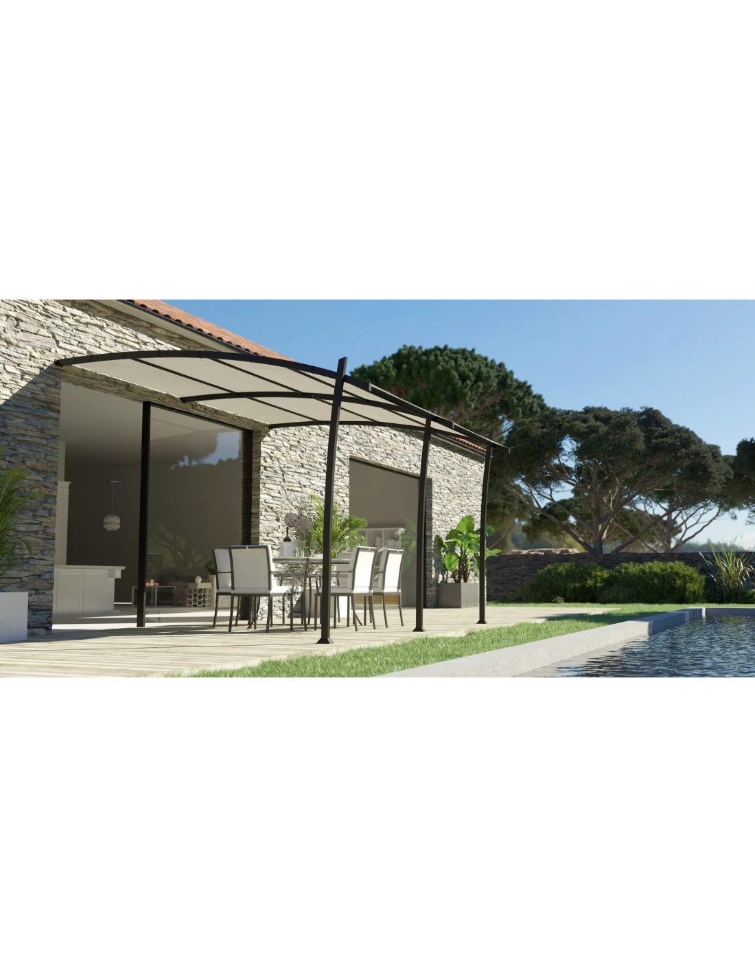Pergola Adossée KYOTO 3,5 X 4 M En Aluminium Structure Seule 3 Pergola Adossée KYOTO 3,5 X 4 M En Aluminium Structure Seule