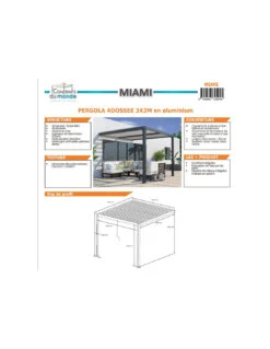 Pergola Adossée Bioclimatique MIAMI 3x3 M En Aluminium -Petit Coin Vert Magasin pergola adossee miami 3 x 3 m aluminium 2