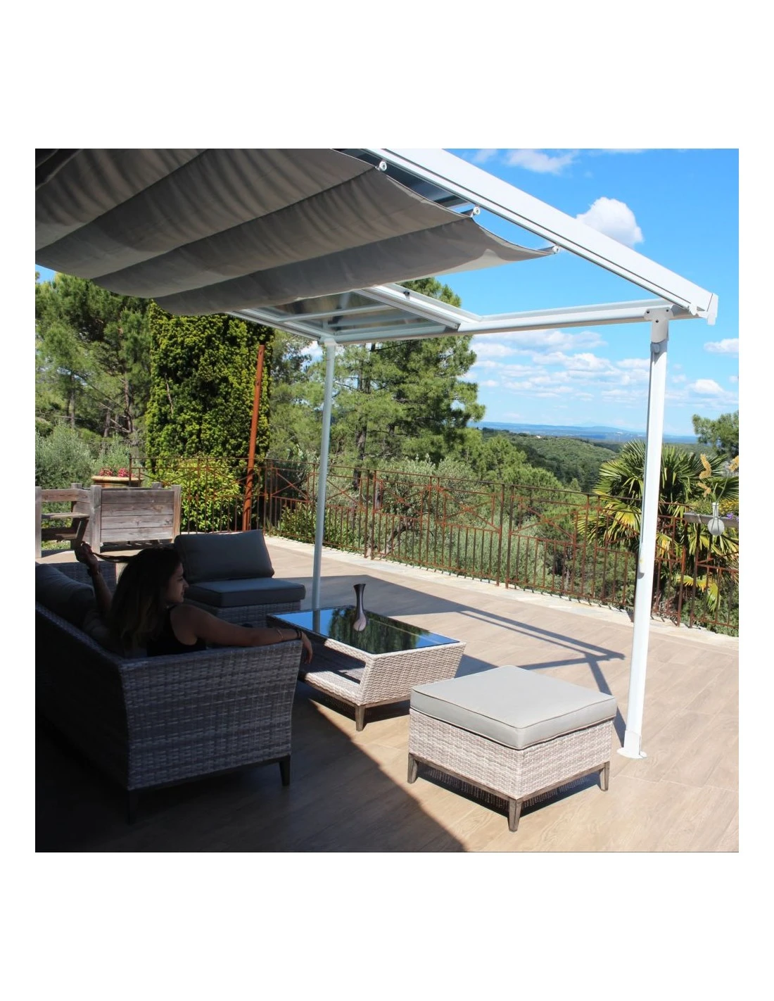 Pergola Adossée ODESSA Coloris Blanc - Aluminium 3 X 3.60 M 4 Pergola Adossée ODESSA Coloris Blanc - Aluminium 3 X 3.60 M – Image 2
