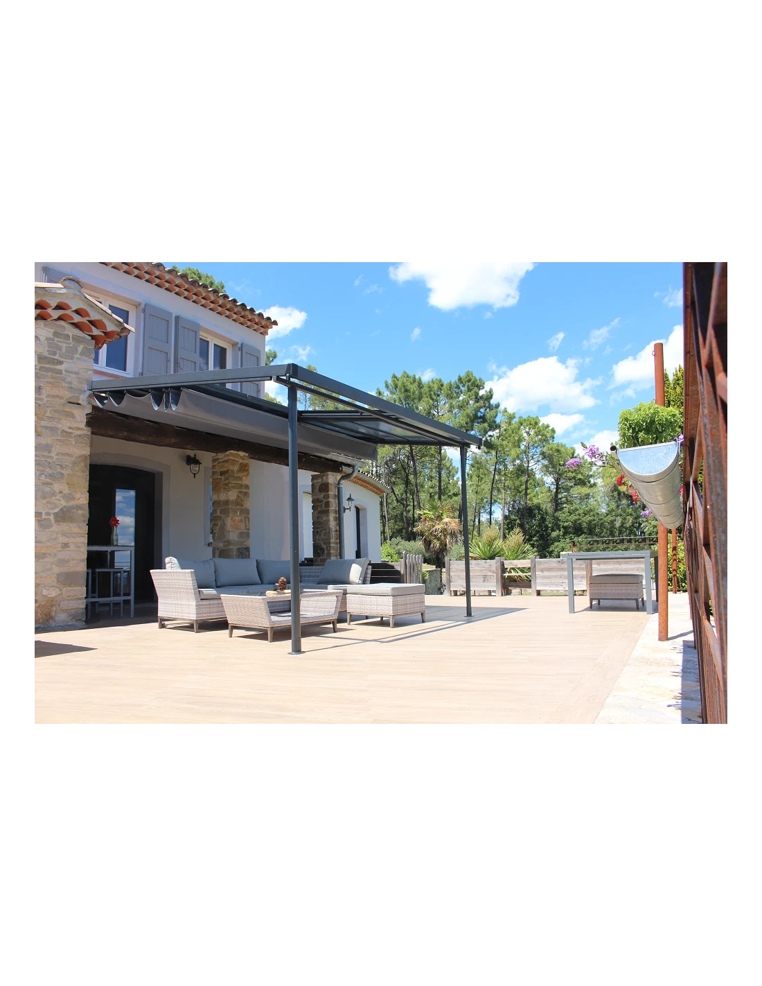 Pergola Adossée ODESSA Coloris Gris - Aluminium 3 X 3.60 M 4 Pergola Adossée ODESSA Coloris Gris - Aluminium 3 X 3.60 M – Image 2