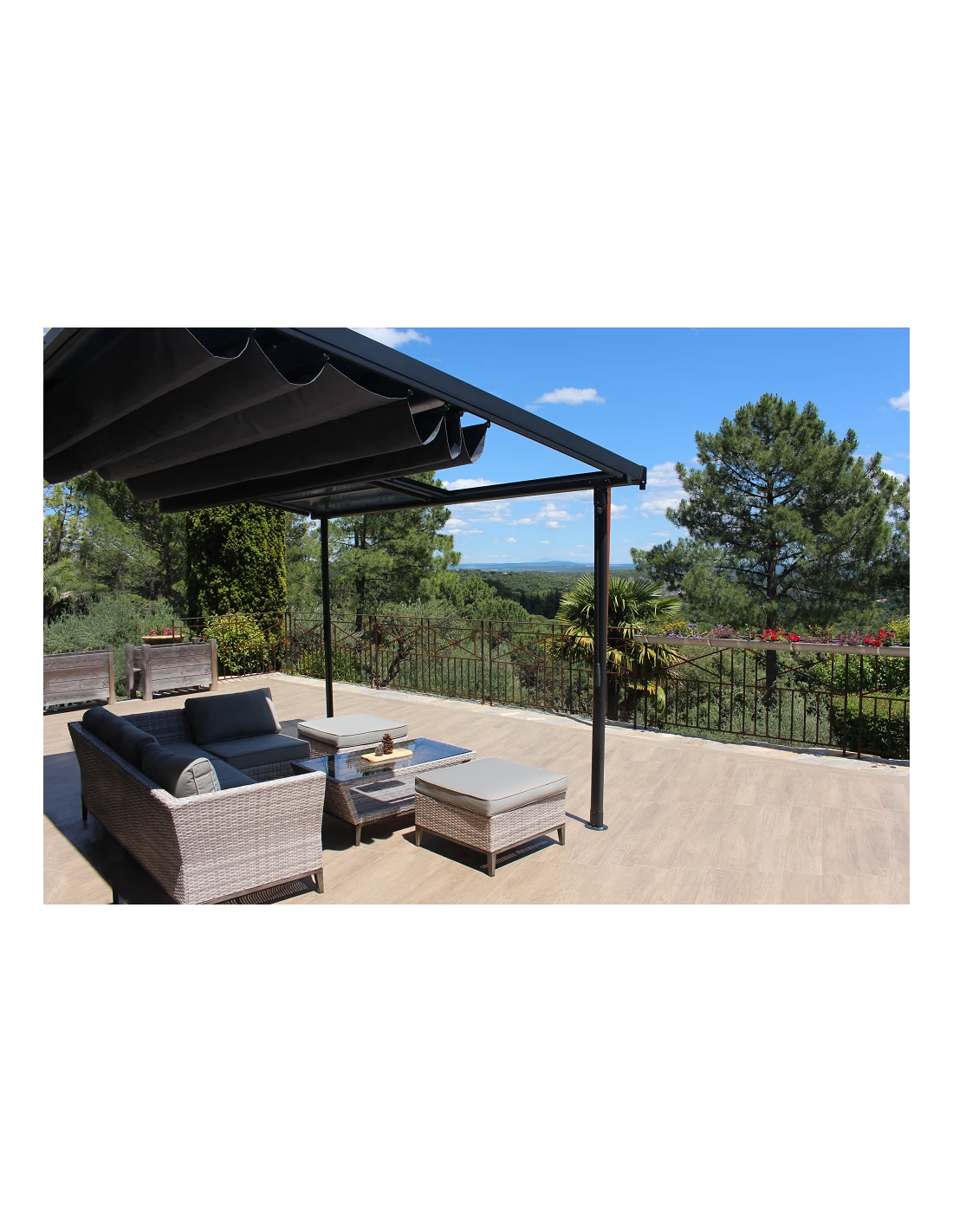 Pergola Adossée ODESSA Coloris Gris - Aluminium 3 X 3.60 M 5 Pergola Adossée ODESSA Coloris Gris - Aluminium 3 X 3.60 M – Image 3