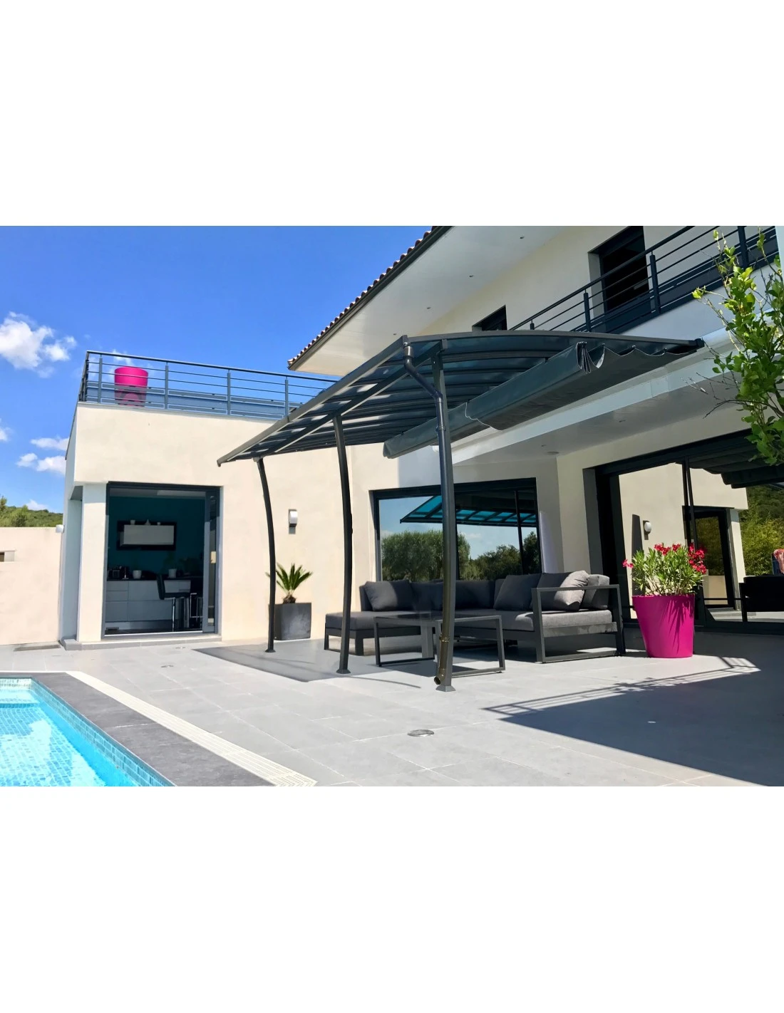 Pergola Adossée Stockholm 3.5 X 6 M - Polycarbonate, Acier, Aluminium 3 Pergola Adossée Stockholm 3.5 X 6 M - Polycarbonate, Acier, Aluminium