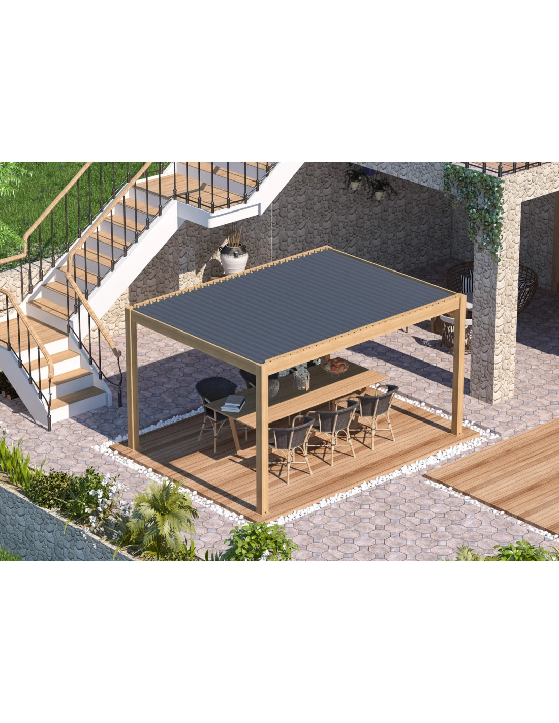 Pergola AIR 3x4 M Bioclimatique Manuelle Graphite 5 Pergola AIR 3x4 M Bioclimatique Manuelle Graphite – Image 3