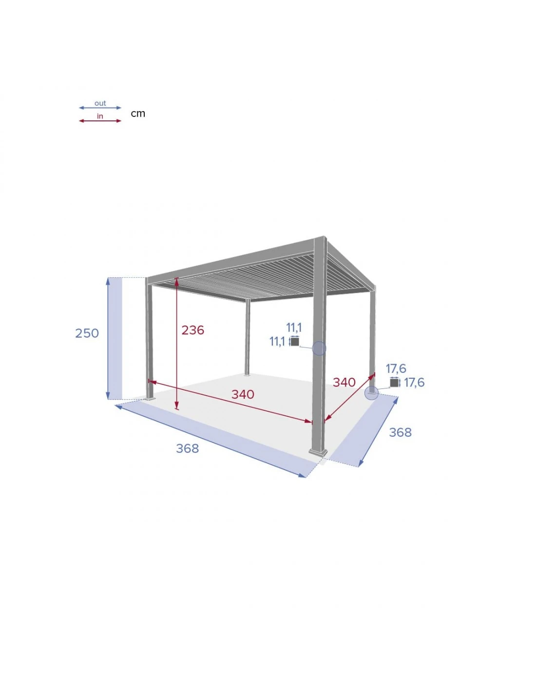 Pergola De Jardin Evora - L.3,60 X P.3,60 M - Aluminium Graphite 6 Pergola De Jardin Evora - L.3,60 X P.3,60 M - Aluminium Graphite – Image 4