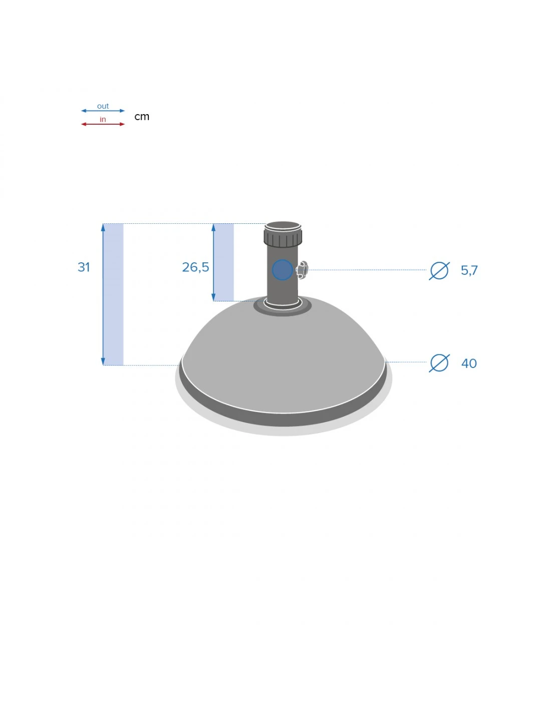 Pied De Parasol Dôme 25 Kg - Béton Et Acier Traité époxy - Gris 5 Pied De Parasol Dôme 25 Kg - Béton Et Acier Traité époxy - Gris – Image 3