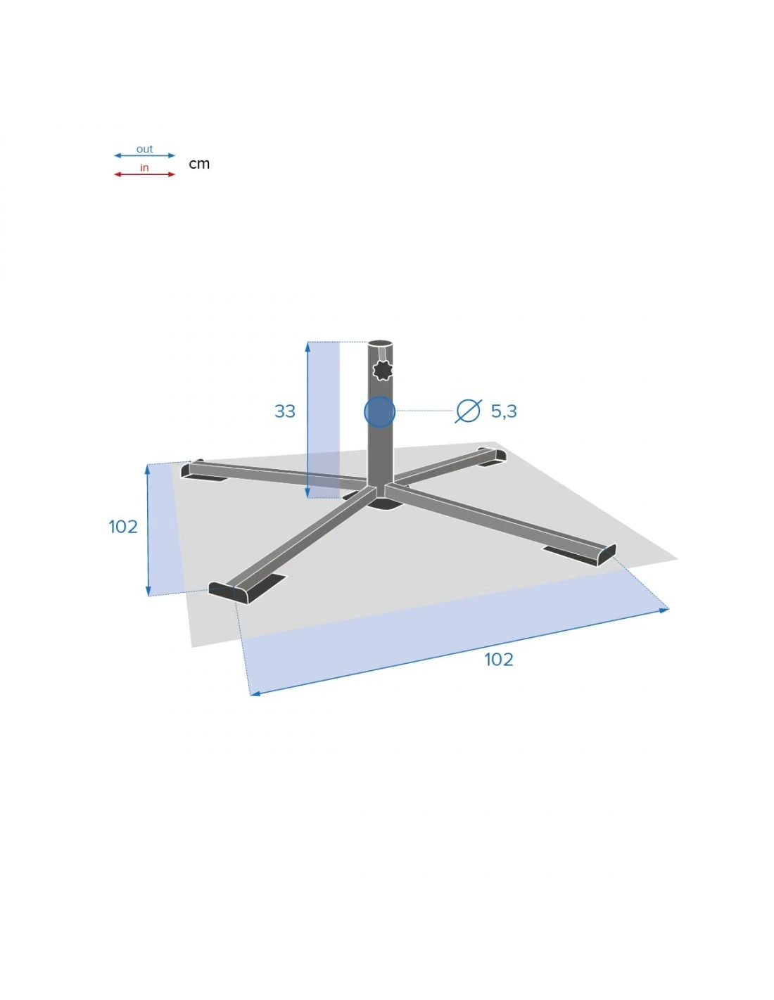Pied De Parasol Pliant - L.102 X P.102 X H.30 Cm 7 Pied De Parasol Pliant - L.102 X P.102 X H.30 Cm – Image 5