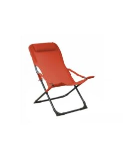 Relax De Jardin Pliant Easy - Toile Au Choix - Graphite / Paprika