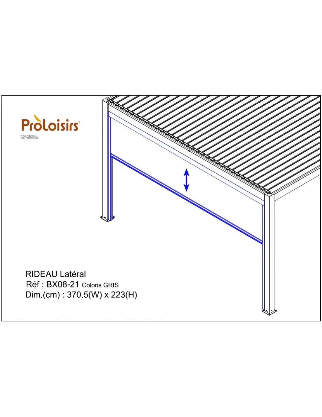 Rideau Store Pour Tonnelle Autoportée 4 Mètres Zéphir, Eris Ou Star - Grey / Gris 7 Rideau Store Pour Tonnelle Autoportée 4 Mètres Zéphir, Eris Ou Star - Grey / Gris – Image 5