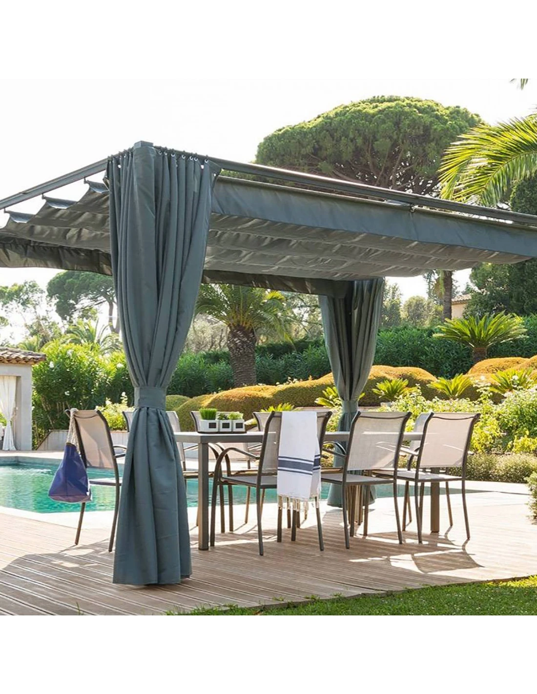 Rideaux Pour Tonnelle Palmeira Ardoise 3 X 4 M 5 Rideaux Pour Tonnelle Palmeira Ardoise 3 X 4 M – Image 3