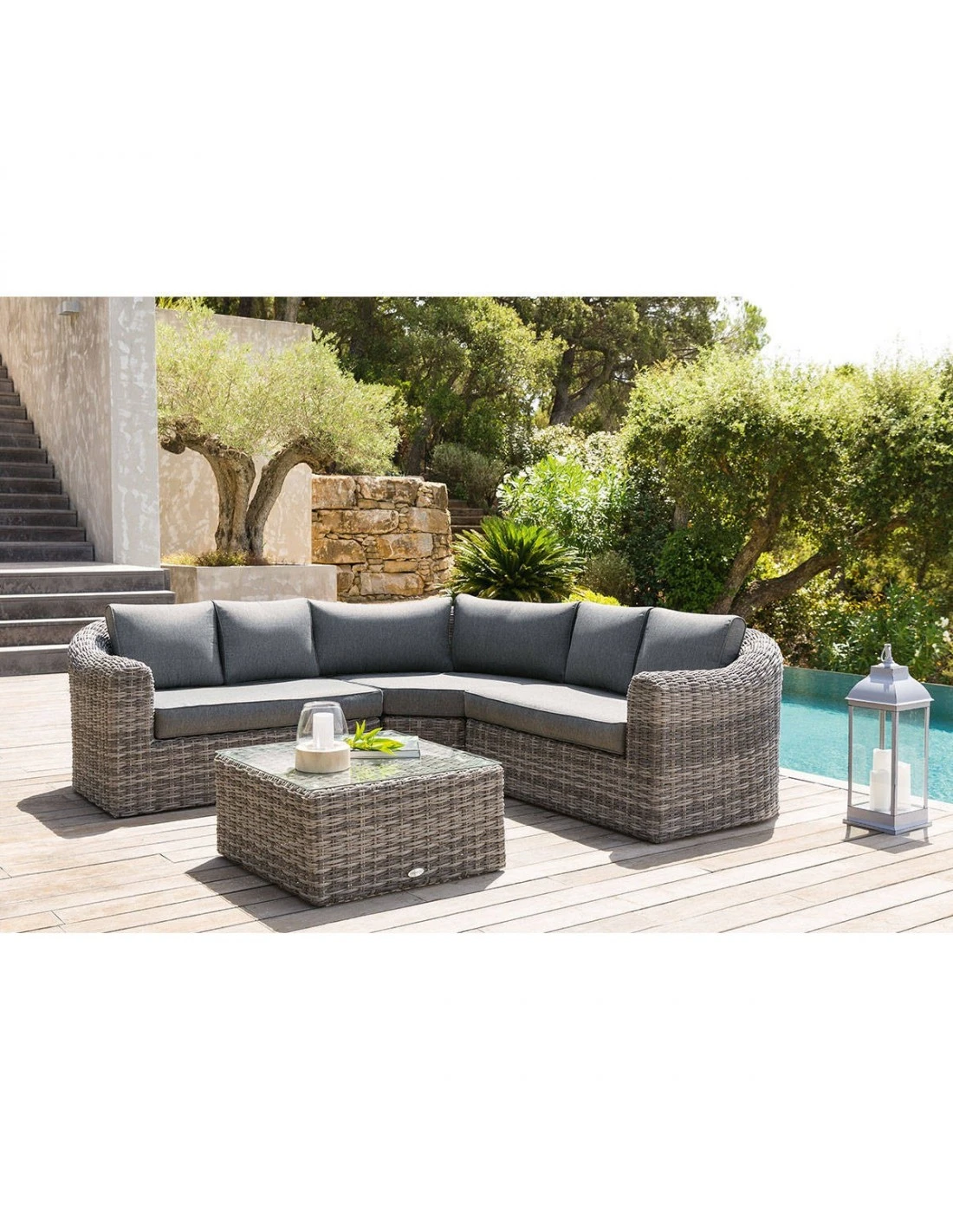 Salon D'angle 5 Places Mooréa - Aluminium Et Résine - Terre D'ombre 3 Salon D'angle 5 Places Mooréa - Aluminium Et Résine - Terre D'ombre