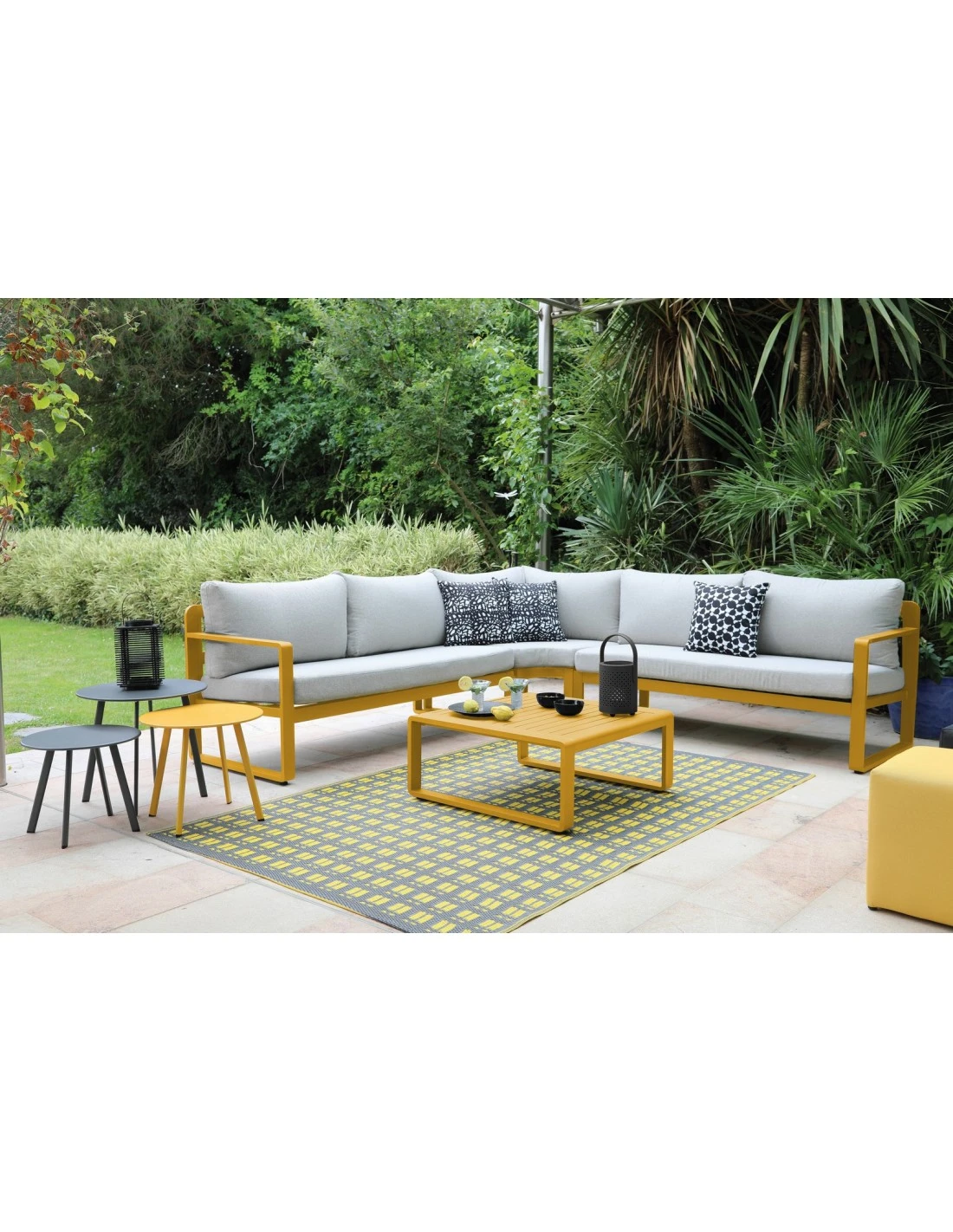 Salon D'angle De Jardin Mojito - Aluminium Miel 4 Salon D'angle De Jardin Mojito - Aluminium Miel – Image 2