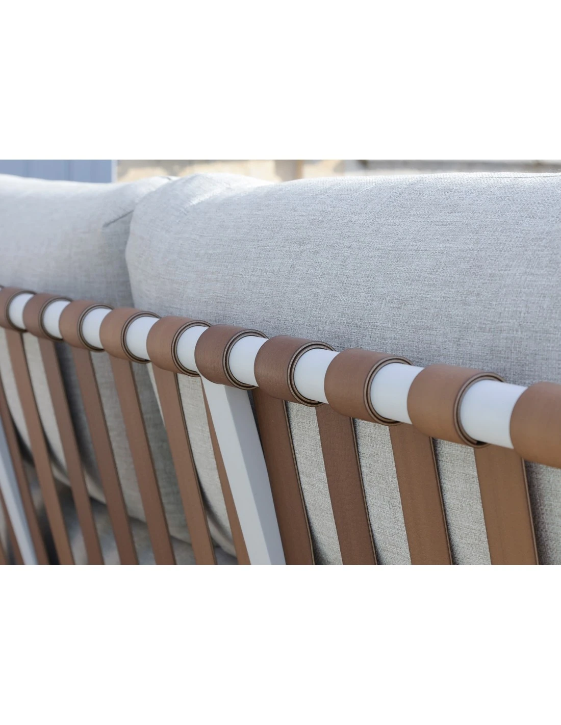 Salon D'angle Leather 7 Personnes - Aluminium Crème 6 Salon D'angle Leather 7 Personnes - Aluminium Crème – Image 4