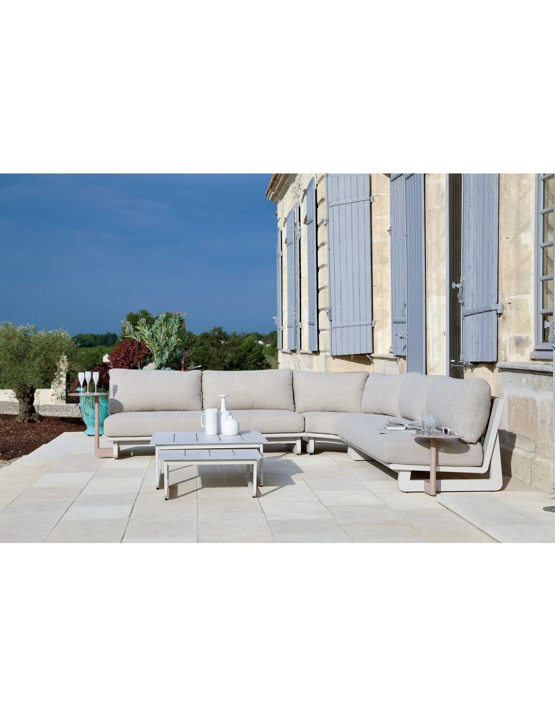 Salon D'angle Leather 7 Personnes - Aluminium Crème 3 Salon D'angle Leather 7 Personnes - Aluminium Crème