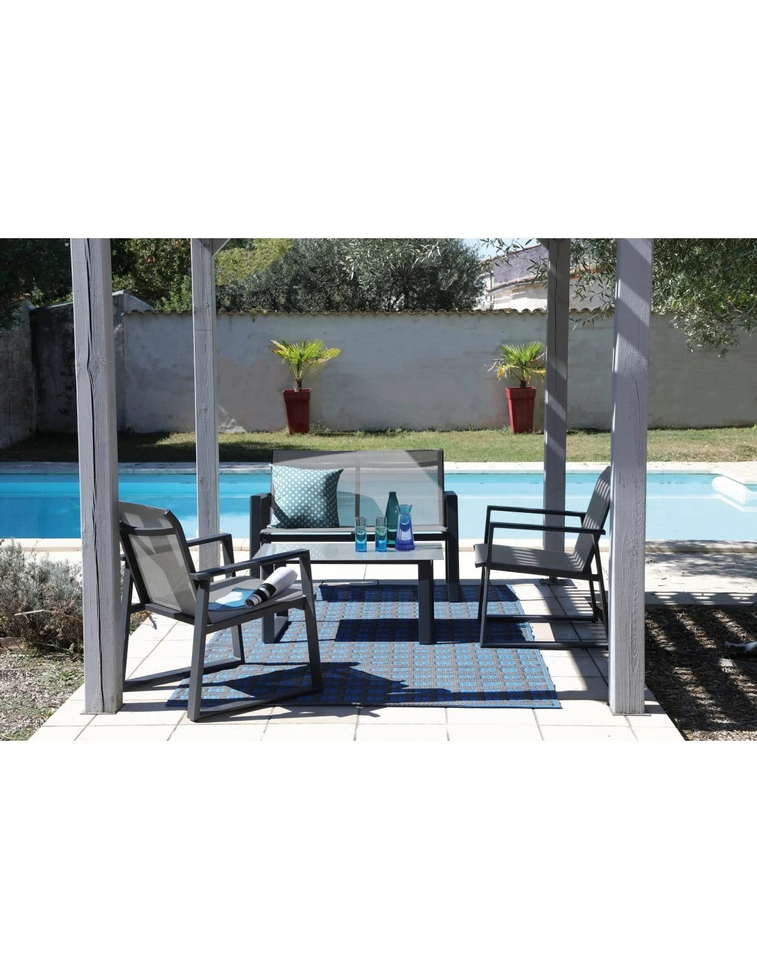 Salon De Jardin Alice - 4 Personnes Graphite Gris 4 Salon De Jardin Alice - 4 Personnes Graphite Gris – Image 2