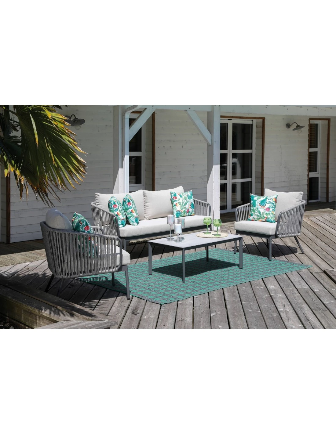 Salon De Jardin Annecy 4 Places En Aluminium Grey 4 Salon De Jardin Annecy 4 Places En Aluminium Grey – Image 2